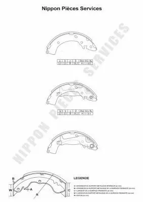 Handler.Part Brake shoe set NPS H350I33 1