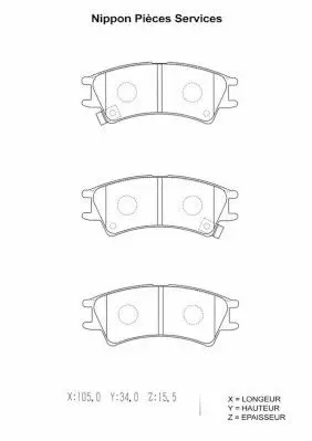 Handler.Part Brake pad set, disc brake NPS H360I06 1