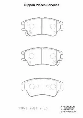 Handler.Part Brake pad set, disc brake NPS H360I13 1