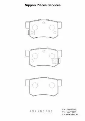 Handler.Part Brake pad set, disc brake NPS H361A05 1