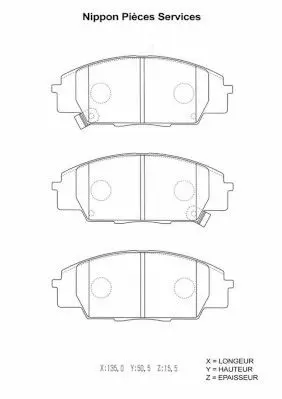 Handler.Part Brake pad set, disc brake NPS H360A49 1