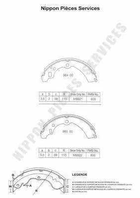 Handler.Part Brake shoe set NPS S350I10 1