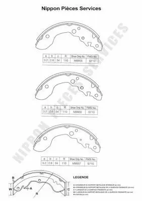 Handler.Part Brake shoe set NPS S350I25 1