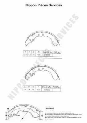 Handler.Part Brake shoe set NPS D350U20 1