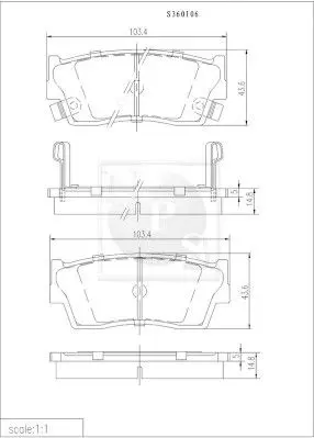 Handler.Part Brake pad set, disc brake NPS S360I06 1