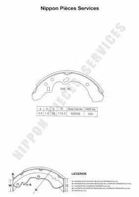 Handler.Part Brake shoe set NPS M350A28 1