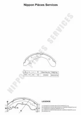 Handler.Part Brake shoe set NPS M350A36 1