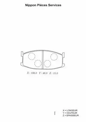 Handler.Part Brake pad set, disc brake NPS M360A19 1