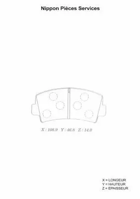 Handler.Part Brake pad set, disc brake NPS M360A42 1