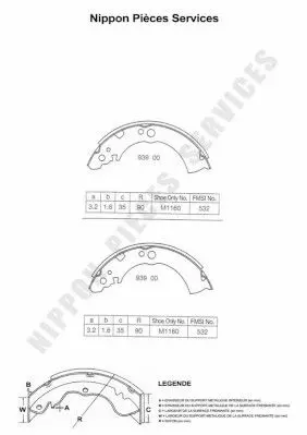 Handler.Part Brake shoe set NPS N350N01 1