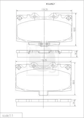 Handler.Part Brake pad set, disc brake NPS N360N67 1