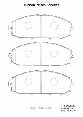 Handler.Part Brake pad set, disc brake NPS N360N73 1