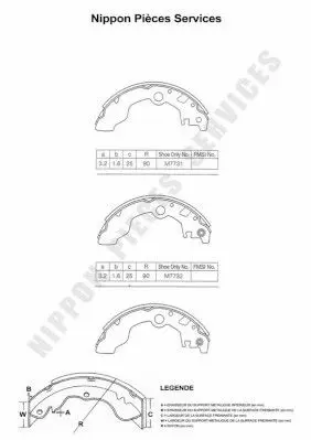 Handler.Part Brake shoe set NPS S350U16 1