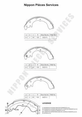 Handler.Part Brake shoe set NPS T350A38 1