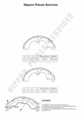 Handler.Part Brake shoe set NPS T350A61 1