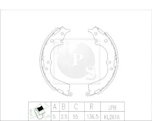 Handler.Part Brake shoe set NPS T350A78 1