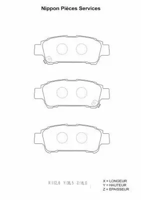 Handler.Part Brake pad set, disc brake NPS T361A15 1