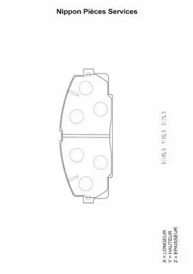 Handler.Part Brake pad set, disc brake NPS T360A22 1