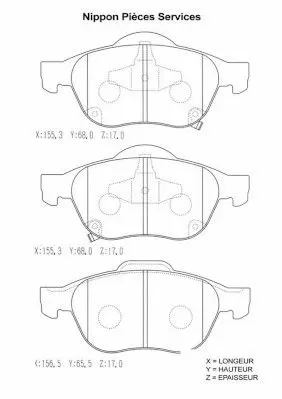 Handler.Part Brake pad set, disc brake NPS T360A77 1