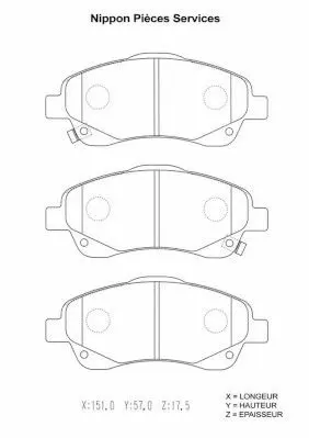 Handler.Part Brake pad set, disc brake NPS T360A20 1