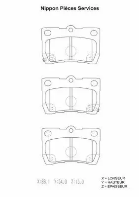 Handler.Part Brake pad set, disc brake NPS T361A32 1