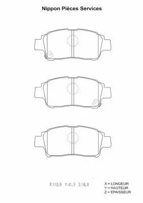 Handler.Part Brake pad set, disc brake NPS T360A99 1