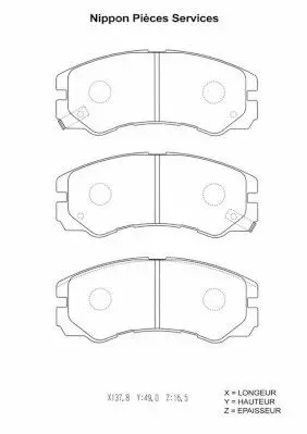 Handler.Part Brake pad set, disc brake NPS I360U06 1