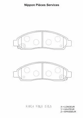 Handler.Part Brake pad set, disc brake NPS I360U03 1