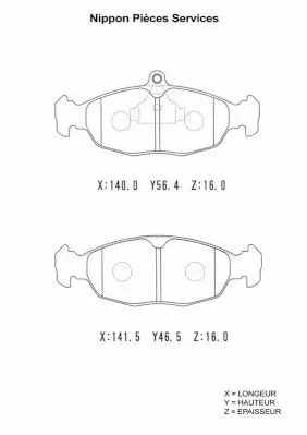 Handler.Part Brake pad set, disc brake NPS D360O01 1