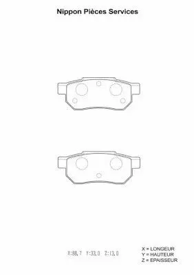 Handler.Part Brake pad set, disc brake NPS H361A04 1