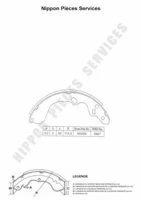 Handler.Part Brake shoe set NPS K350A04 1