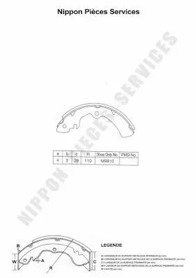 Handler.Part Brake shoe set NPS S350I01 1