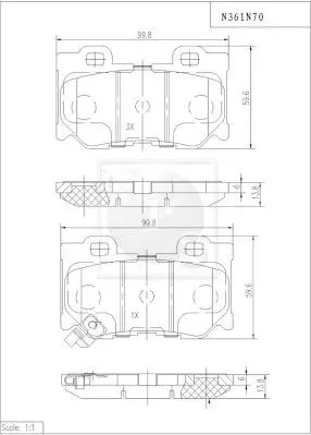 Handler.Part Brake pad set, disc brake NPS N361N70 1