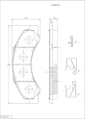 Handler.Part Brake pad set, disc brake NPS I360U16 1