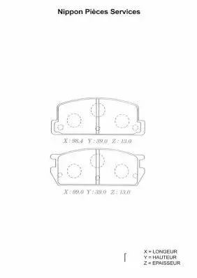 Handler.Part Brake pad set, disc brake NPS M361A01 1