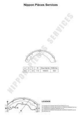 Handler.Part Brake shoe set NPS S350I12 1