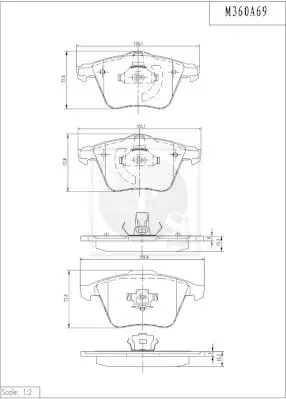 Handler.Part Brake pad set, disc brake NPS M360A69 1