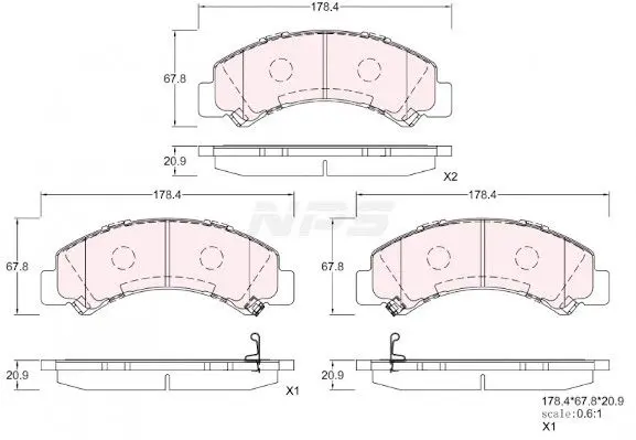 Handler.Part Brake pad set, disc brake NPS I361U05 1