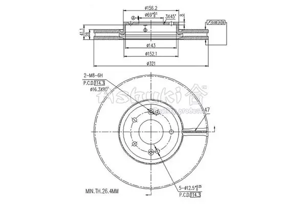 Handler.Part Brake disc ASHUKI 09901350 1