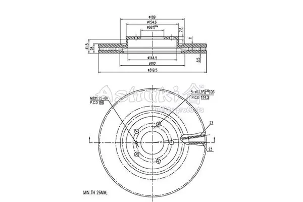 Handler.Part Brake disc ASHUKI 09901901 1