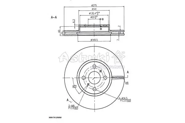 Handler.Part Brake disc ASHUKI 09903612 1