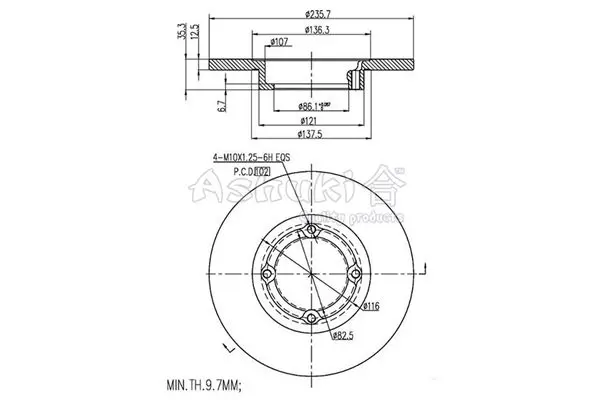 Handler.Part Brake disc ASHUKI 09909090 1