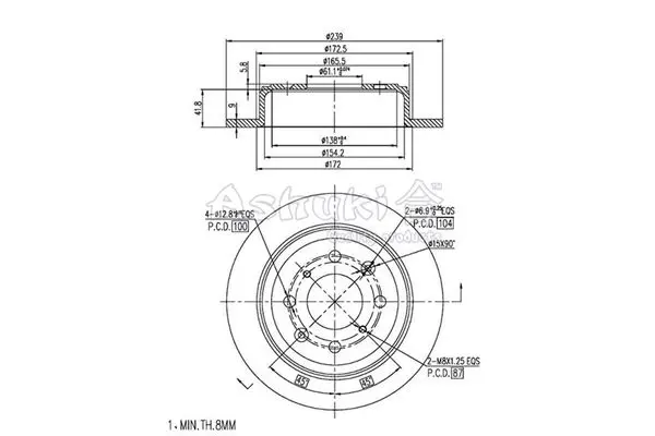 Handler.Part Brake disc ASHUKI 09939104 1