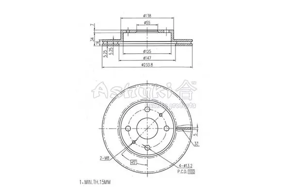 Handler.Part Brake disc ASHUKI D09725 1