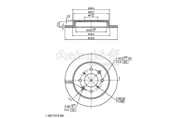 Handler.Part Brake disc ASHUKI H03948 1