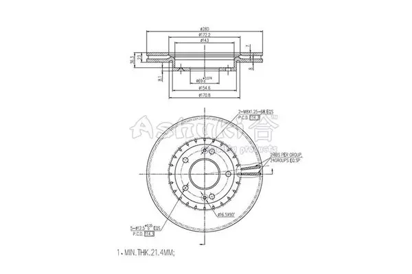 Handler.Part Brake disc ASHUKI I03238 1