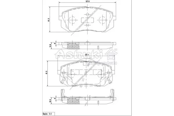 Handler.Part Brake pad set, disc brake ASHUKI I04265 1