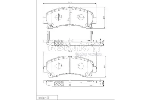 Handler.Part Brake pad set, disc brake ASHUKI IS01551 1