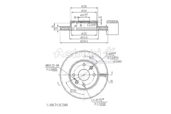 Handler.Part Brake disc ASHUKI M60505 1