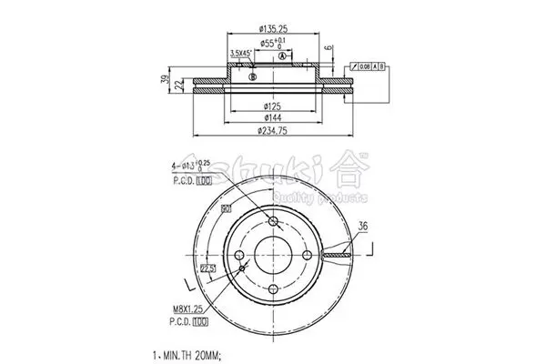 Handler.Part Brake disc ASHUKI M60515 1